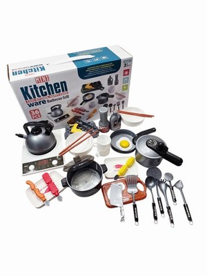 36pcs Kids MINI Kitchen Playset Cooking BBQ Grill Toy Set w/ Accessories