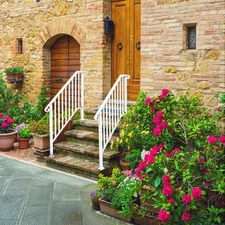 Handrails for Outdoor Steps Matte White Wrought Iron, Stair Railing for 3-4 Step