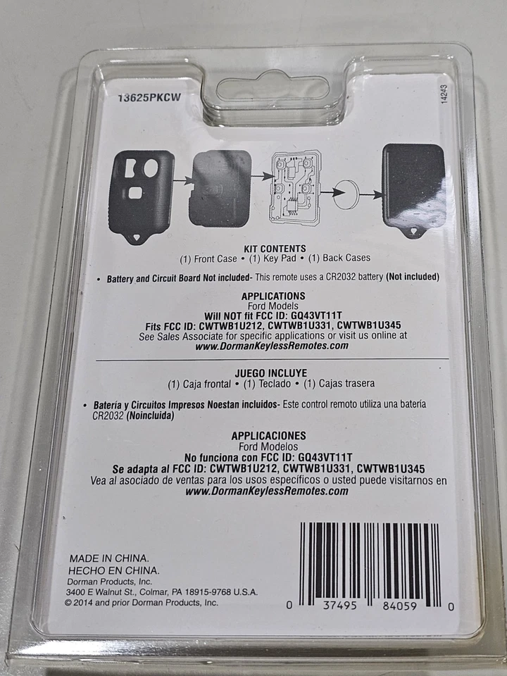 Ford Keyless Entry Transmitter Cover-Remote Case Dorman 13625pkcw Trucks And SUV - Imagem 2 de 2