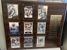 Calvin Johnson Detroit Lions Vintage Football Plaque with 9 Trading Cards