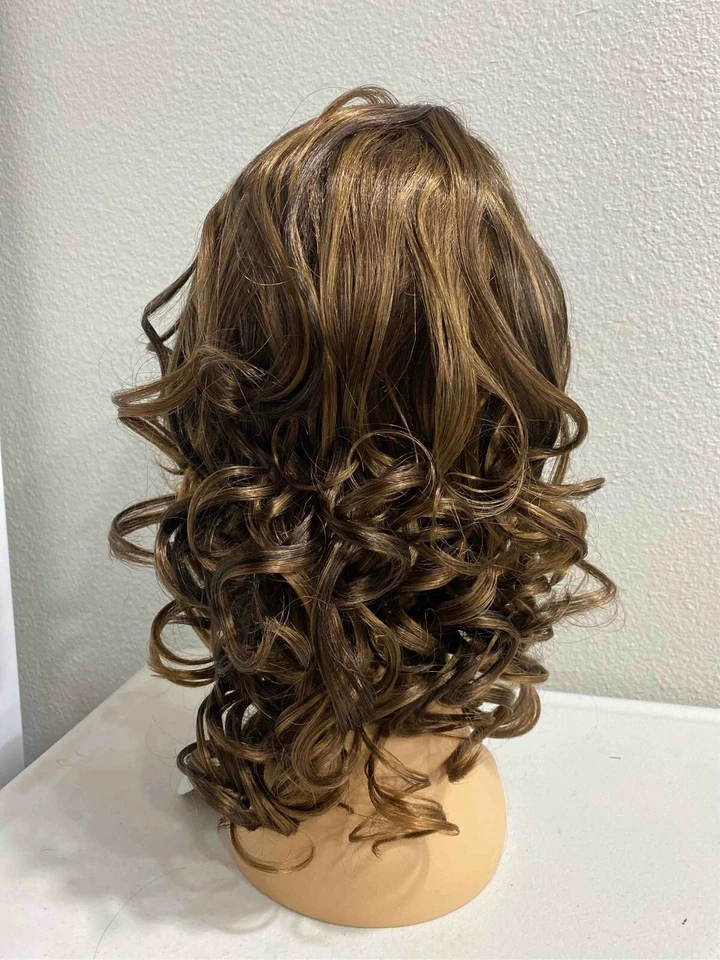 Peluca completa sintética flequillo lateral rizado de longitud media-Ana-Marie Foto 3 de 3