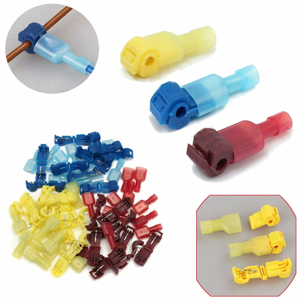 120pcs Insulated 22-10 AWG T-Taps Quick Splice Wire Terminal Connector Combo Kit - Image 2 of 4