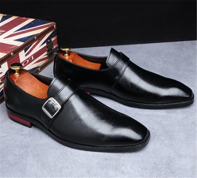 Men Casual Loafers Monk Strap Leather Shoes Formal Dress Business Work Plus Size