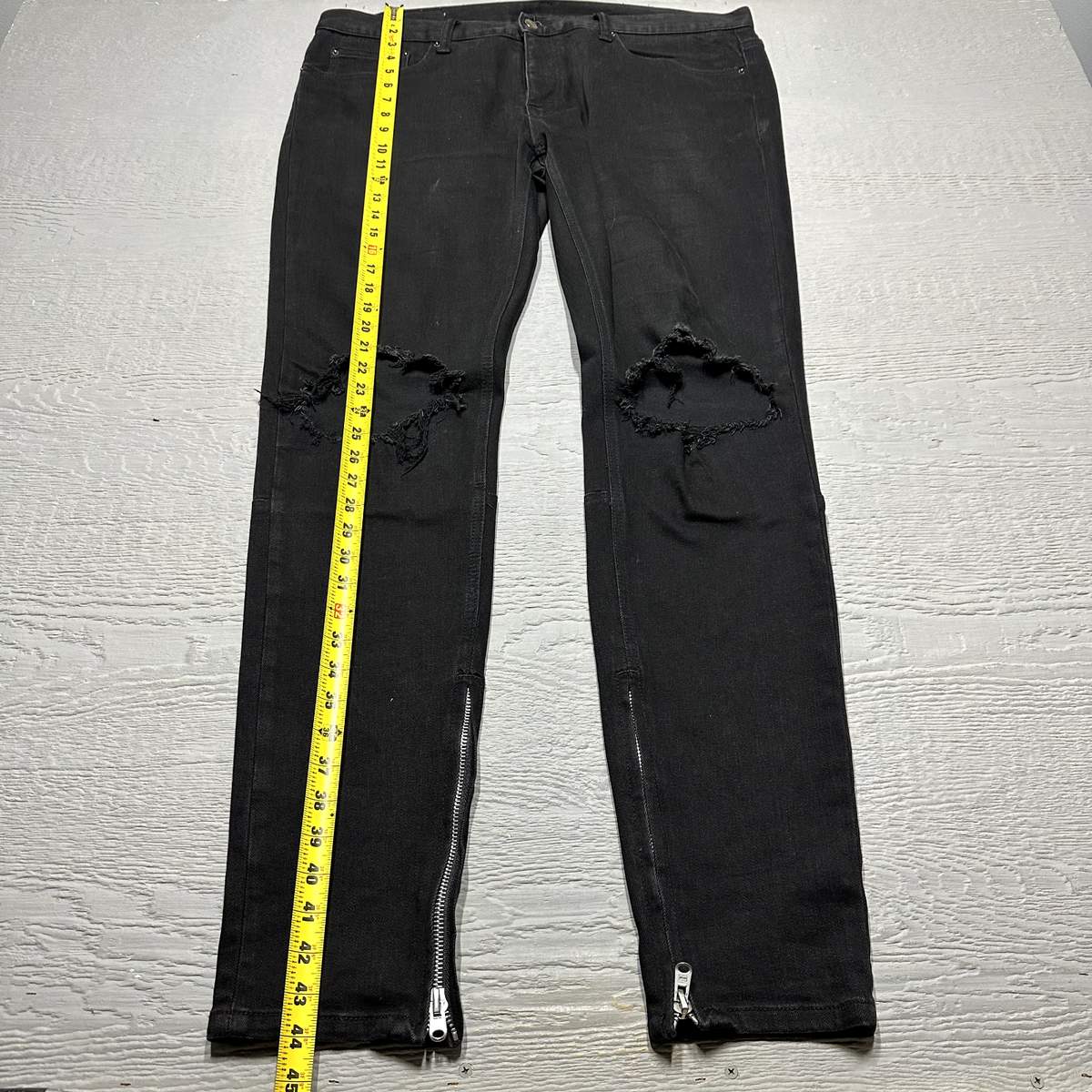 MNML Jeans Mens 39X34 Black Distressed Ankle Zip Casual Denim
