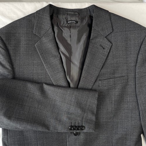 Giorgio Armani Black Label Wool Sport Coat Jacket US 56 Dark Gray Glen Plaid - 第 3/12 張圖片