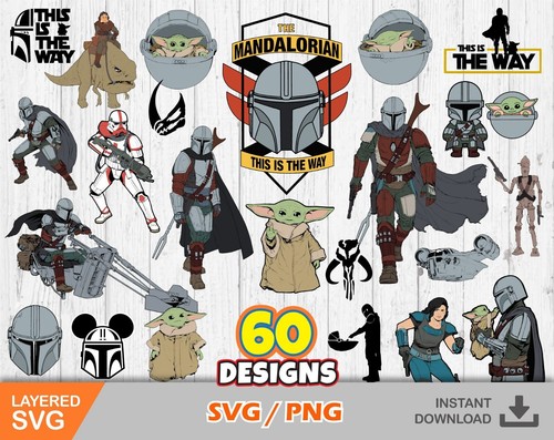 Mandalorian Clipart Bundle, Mandalorian SVG Cut Files for Cricut, Baby Yoda SVG