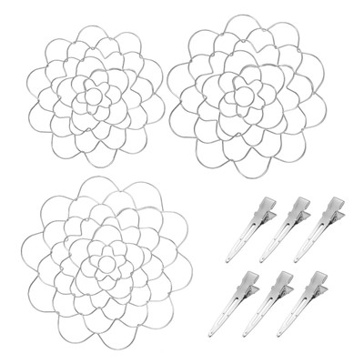 3Pcs 4/5/6 Inch Stainless Steel Flower Arranger Frog Lid with 6 Clips, Silver