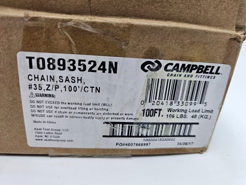 Catena per anta Campbell T0893524N 100FT #35 limite di carico funzionante 106LBS - Foto 4 di 7