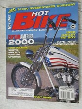 HOT BIKE MAGAZINE HARLEY DAVIDSON FEB 1998 CAPTAIN AMERICA 2000 HARLEY FAT BOY