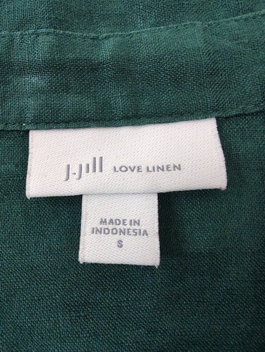 J Jill Love Leinen Tunika Oberteil Damen S Waldgrün verstellbare Ärmel Taschen - Bild 7 von 12