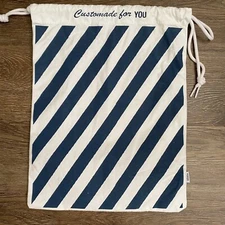 Vans Custom Canvas Shoe Bag Tote Navy White Drawstring 12x15 