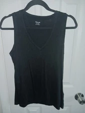 MADEWELL True Black V-Neck Sleeveless 100% Cotton Tank Top XXS