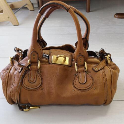 Chloe Paddington Handbag leather Dark Brown Gold Hardware Key from japan Auth - 第 1/24 張圖片