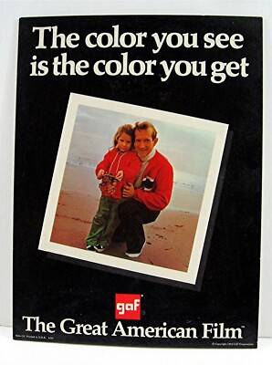 1972 Great American Film GAF Color You See Is Color You Get Cardboard Store Sign