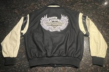 NWT Harley Davidson Cafe Leather Cotton Motorcycle Jacket Size XL/BLK/Creme