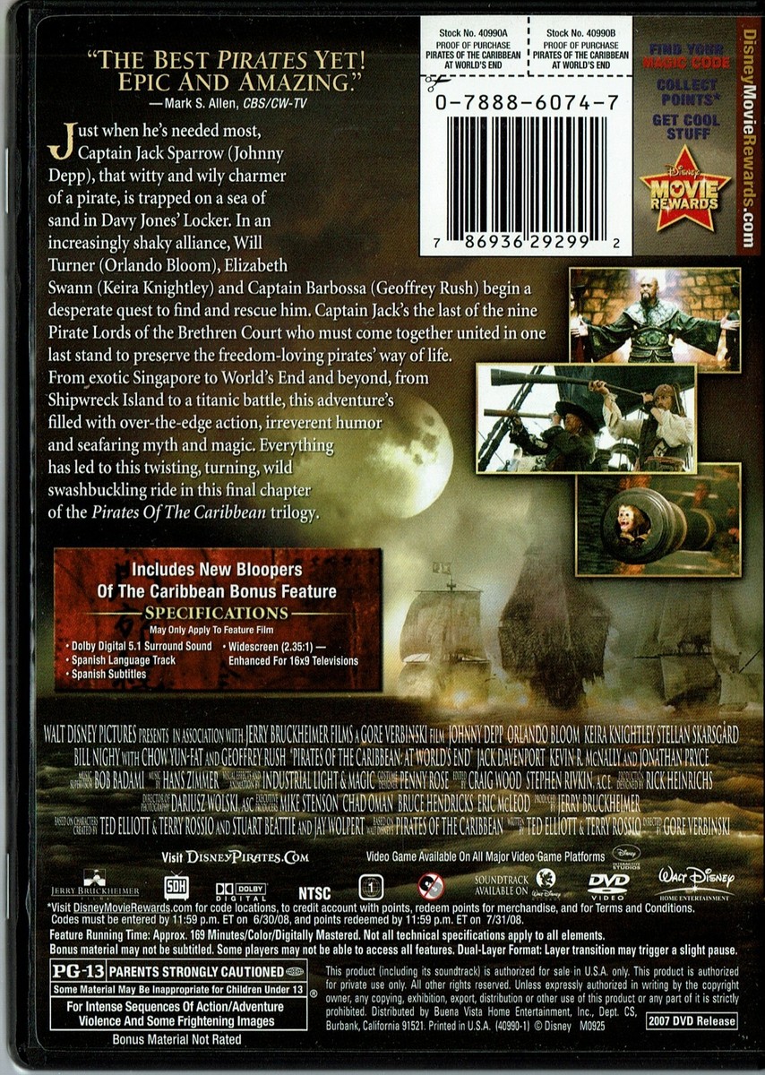 Pirates Of The Caribbean: At World's End (DVD) B11 786936292992| eBay