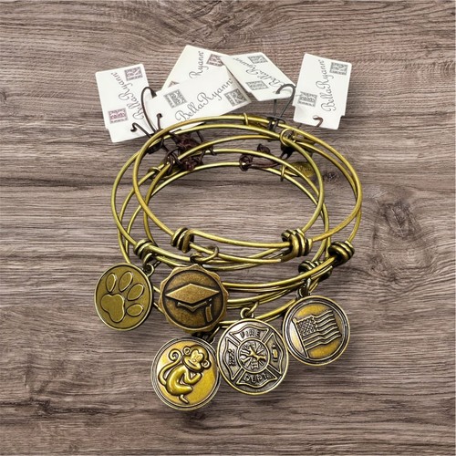5 for $15 New Bella Ryann Initial Bracelet Charm Brass Adjustable