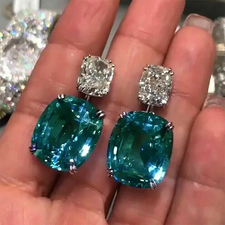 London blue topaz deals earrings white gold
