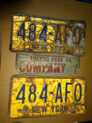 1973-86 New York State License Plates 484-AFO with Tuxedo Park Fire Department