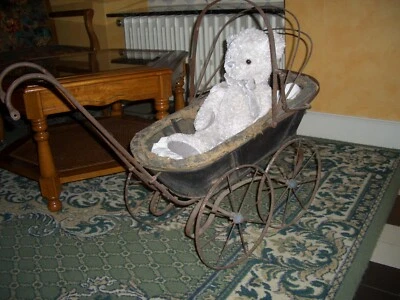 Landau poupée ancien années 1900, pram doll old 1900s - Photo 1/4