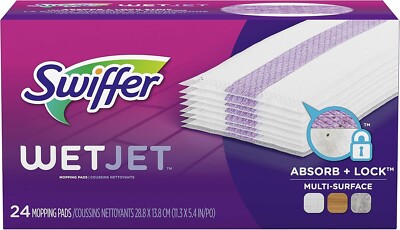 Swiffer WetJet Hardwood Floor Cleaner Spray Mop Pad Refill, Multi Surface-24 Ct