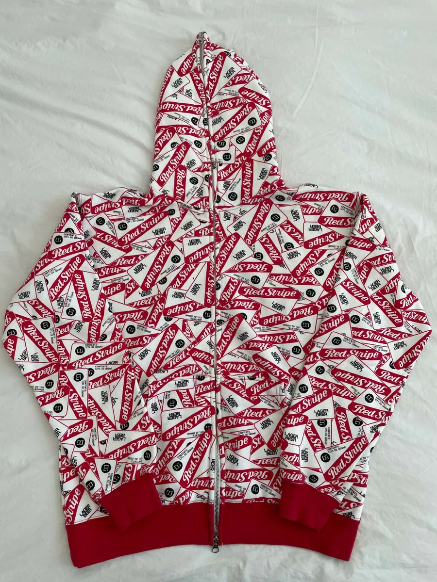 Red stripe hoodie sale