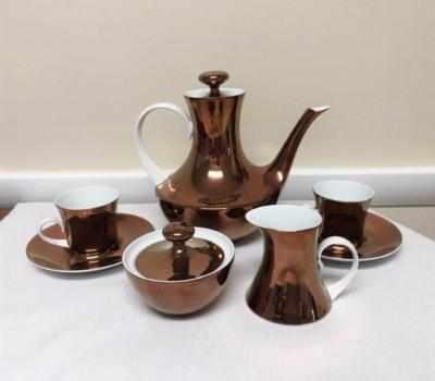 1950's Block Bidasoa Copper Lustreware  Coffee Demitasse Set Atomic Modernist