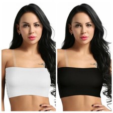 Women Strapless Crop Vest Chest Binder Tank Top Undershirt with Invisible Straps