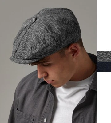 Beechfield Heritage Bakerboy Cap Mütze Fischgrätenmuster Unisex relabel B628 NEU