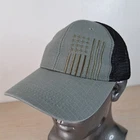 HIGHLAND TACTICAL USA FLAG ADJUSTABLE SNAPBACK TRUCKER/MESH HAT/CAP, GREEN/BLACK