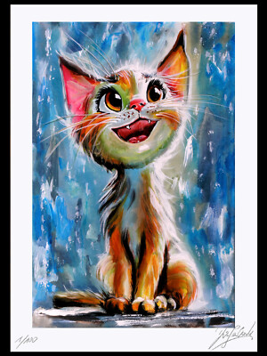 Original Kunst Druck Grafik von Gemälde'' CAT NO. 9 '' Grafic, Artwork, NO FOTO!