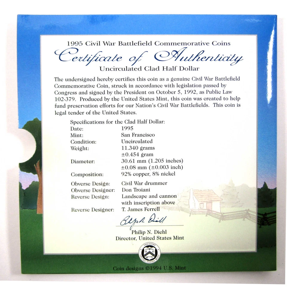 🇺🇸 1995-S Young Collector's Edition Civil War Battlefield Clad Half Dollar USA - Image 2 of 4