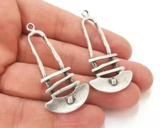 2 Ethnic Dangle Antique Silver Plated Charms jewelry Accessories G25946