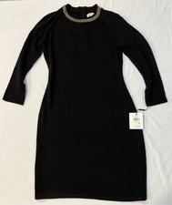 New Calvin Klein Sweater Dress Black Medium Embellished Long Sleeve Womens NWT