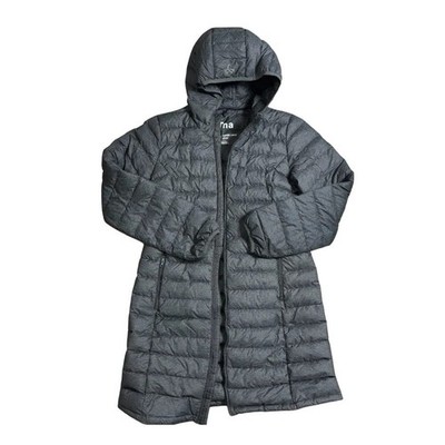 Aritzia Tna Botanie Super Light Hooded Down Puffer long- Dark Grey - Large