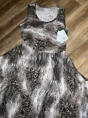 New LuLaRoe Nicki Dress Pockets Sleeveless Brown Tan White Animal