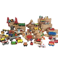 Thomas & Friends BRIO Wooden Train Set W/ Tracks Figures Bridges 192-Pce Toy Lot