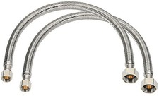 2 Pieces 3/8" Comp x 1/2" FNPT Faucet Supply Hose Line, 18" Long, Braided Sta...