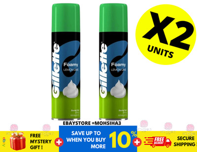 Gillette Foamy Lemon Lime Shaving Foam 50g   Smooth Citrus Scent Shave Cream X 2