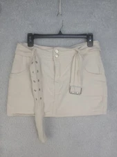 Windsor Denim Skirt Women’s Size Large L Ecru Beige Mini Stretch Casual Pockets