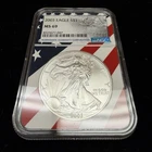 2003 $1 American Silver Eagle 1oz .999 Silver NGC MS69 Flag Label Core