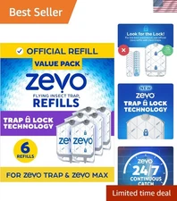 Easy-to-Use Flying Insect Trap Refills – 6 Cartridges for -Round Protection