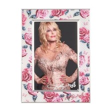 Pink Rose Enamel Photo Picture Frame 5.56x7.5x0.48 Inch Displays 4x6 Photo