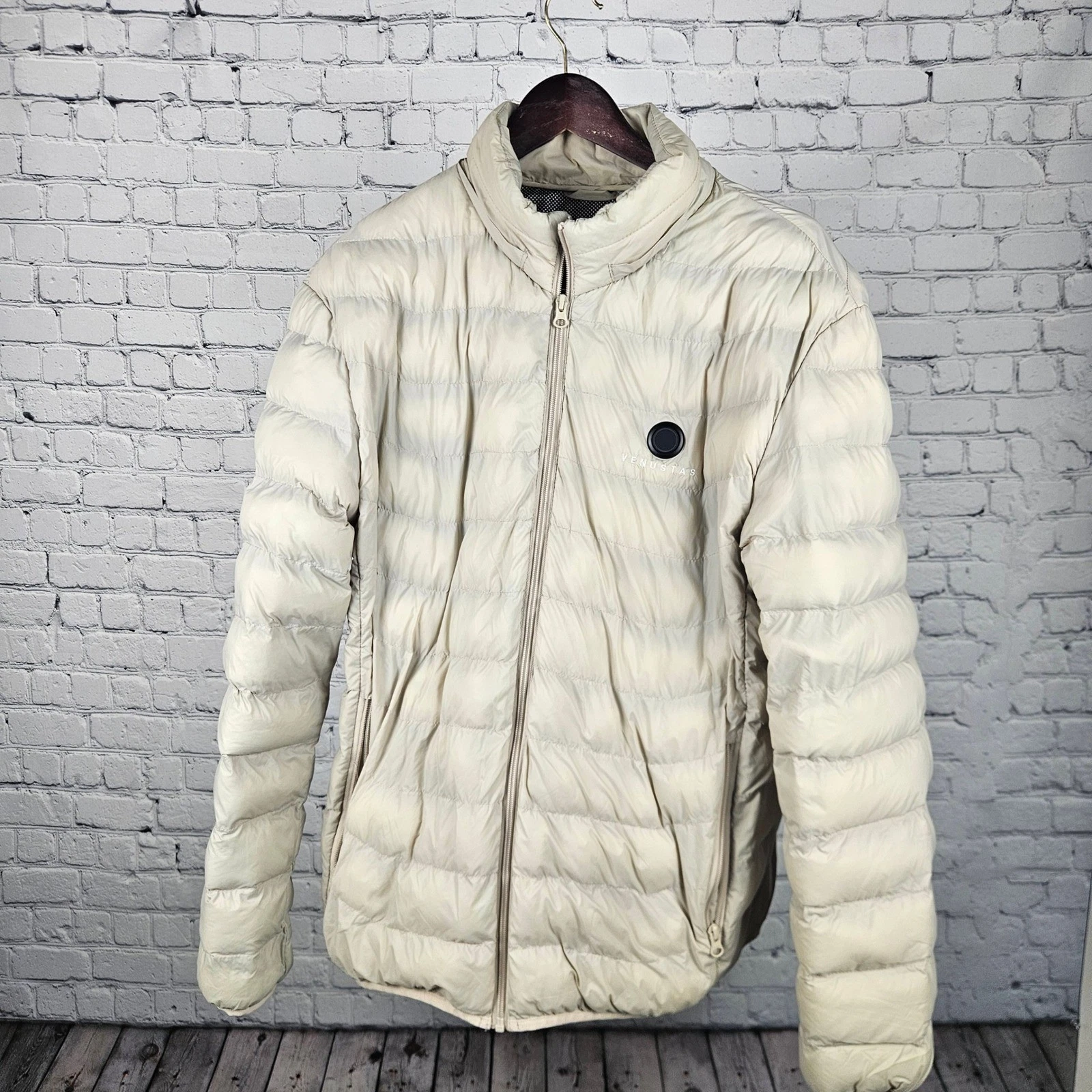 Venustas Heat Mens Heated Puffer Jacket Beige Thermal Lining XL - NO BATTERY