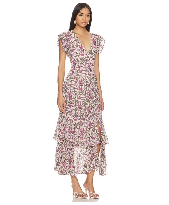 NEW Cleobella Bryce Chiffon Floral Maxi Dress, Size M