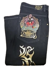 JNCO Gambler Black Denim Jeans NWOT Mens 42x30 Tribal Limited