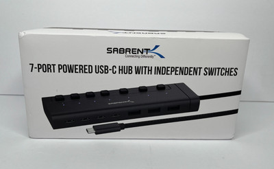 SABRENT USB C Hub 7-Port 20W Powered Hub with Switches (HB-3A4C)