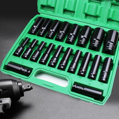 1 2 Inch Drive 6-Point Impact Socket Set 8-1.26 in Metric Carbon Steel with