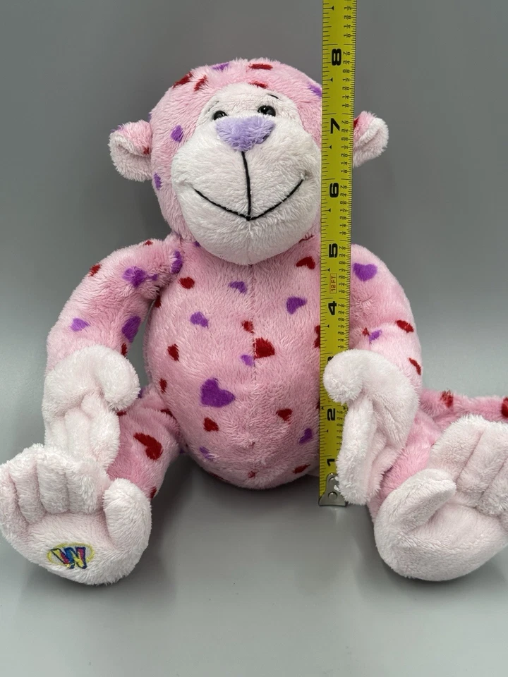 Webkinz Love Monkey Plush Pink 9” Stuffed Animal Red Purple Hearts NO CODE - Image 3 of 4