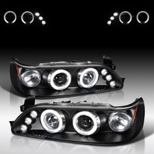 Fit 1993-1997 Toyota Corolla Black Led Halo Projector Headlights Lamp Leftright Fit 1993-1997 Toyota Corolla Black Led Halo Projector Headlights Lamp Leftright